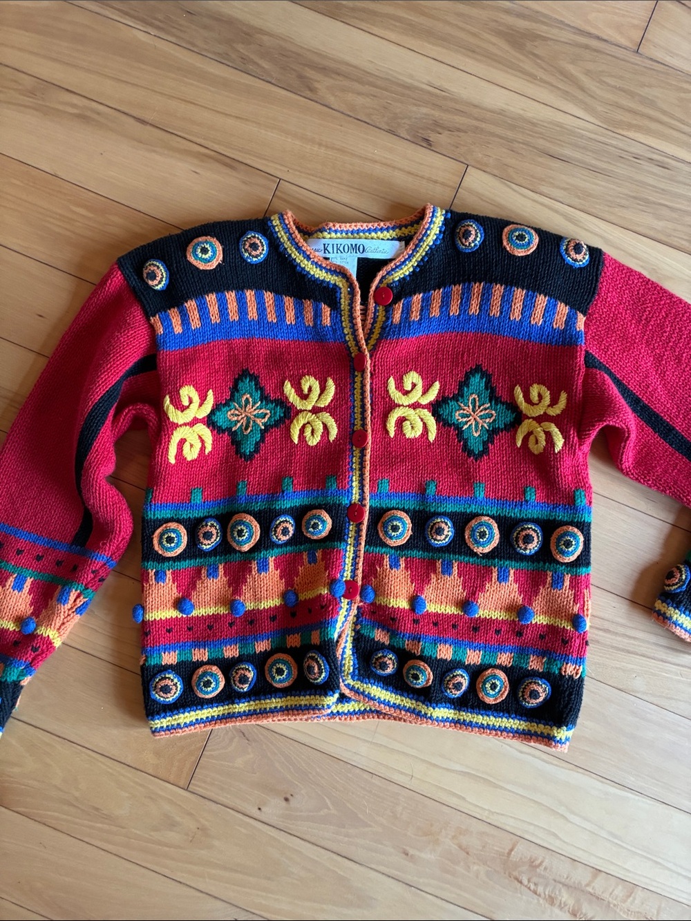 Vintage eighties nineties kids cardigan knit needlepoint